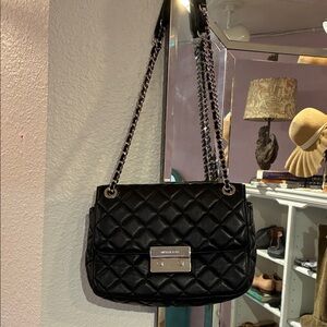 Michael Kors Black Quilted Chain Shoulder Bag